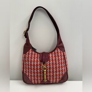 Vintage COACH Houndstooth purse Pink and orange with hot pink interior